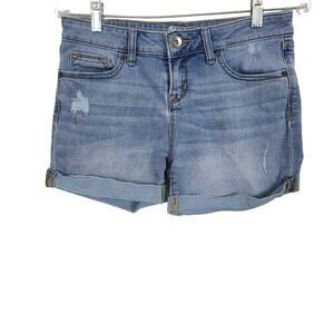 Denim Shorts Light Wash Distressed Cuffed Hem Casual Summer Cotton Jean Shorts